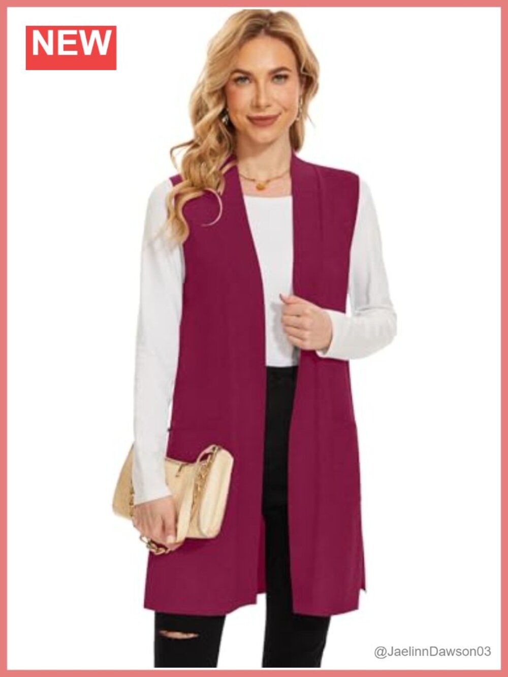 Sleeveless Open Front Ribbed Knit Long Vest Cardigan with Pockets
